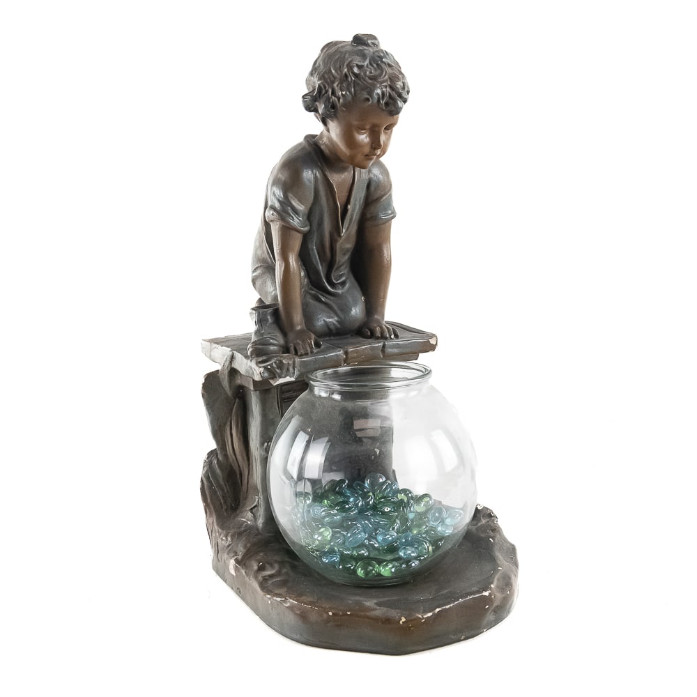 Vintage Chalkware Boy Figurine/Fishbowl (1 of 9)