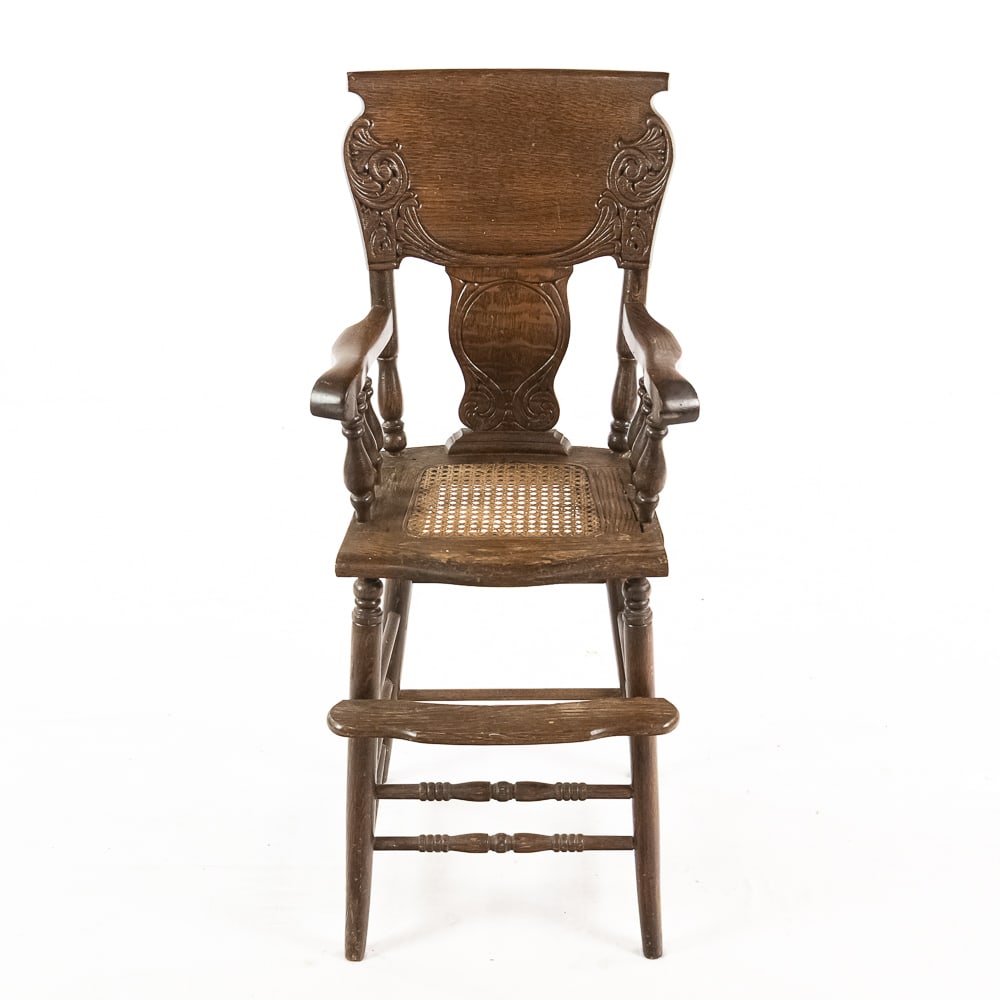 Antique Oak Press-Back Child High Chair (1 of 8)