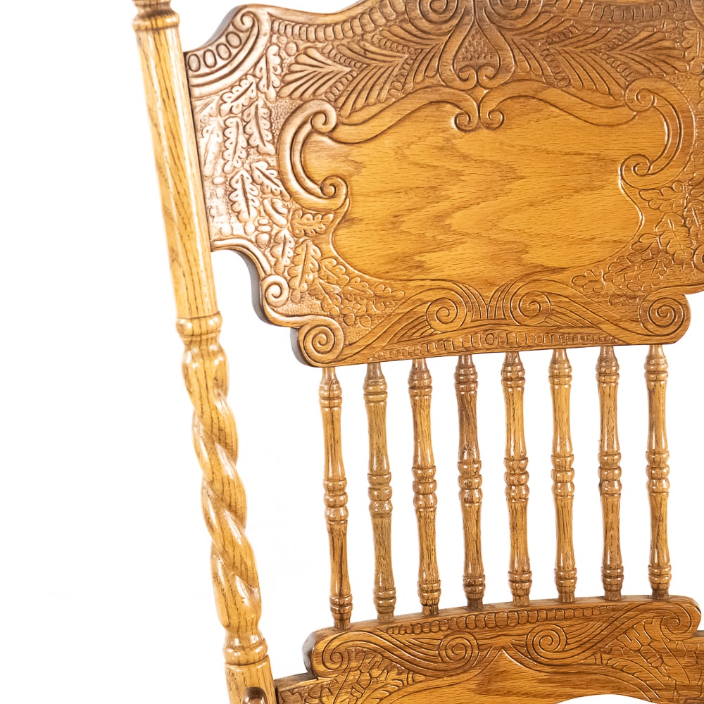 (5) Pressed Back Oak T-Back Chairs - 12