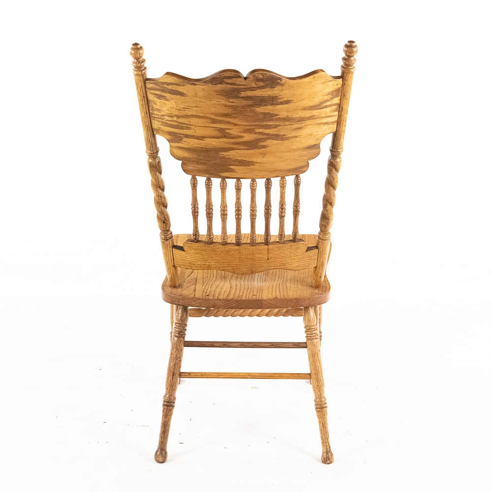 (5) Pressed Back Oak T-Back Chairs - 16
