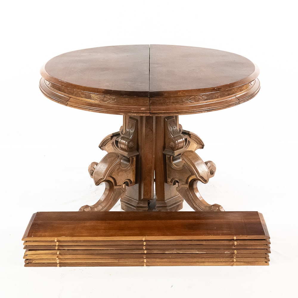Victorian Walnut Ext. Dining Table W/7 Inserts (1 of 16)