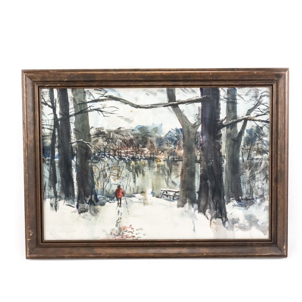 Framed Winter Lake Scene (1 of 5)