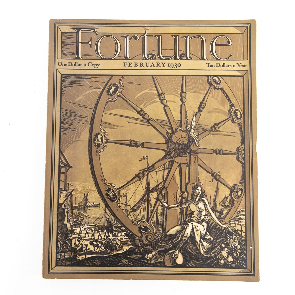 Vintage 1930 Fortune Magazine Volume 1 No.1: Vintage Fortune Magazines from February 1930, a lavishly illustrated magazine famously launched during the Great Depression, typically large-format 11" x 14" and printed via high-quality lithography,