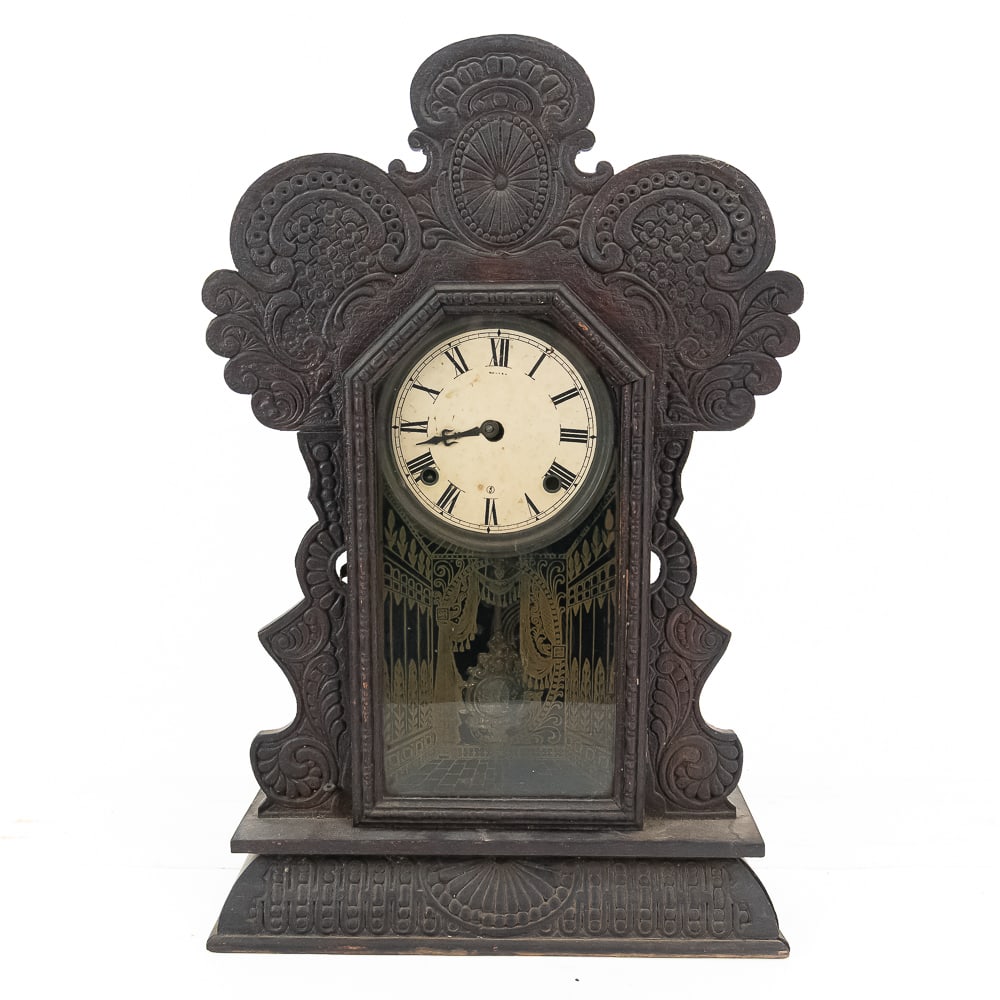 Antique Ansonia Gingerbread Clock Pair - 2