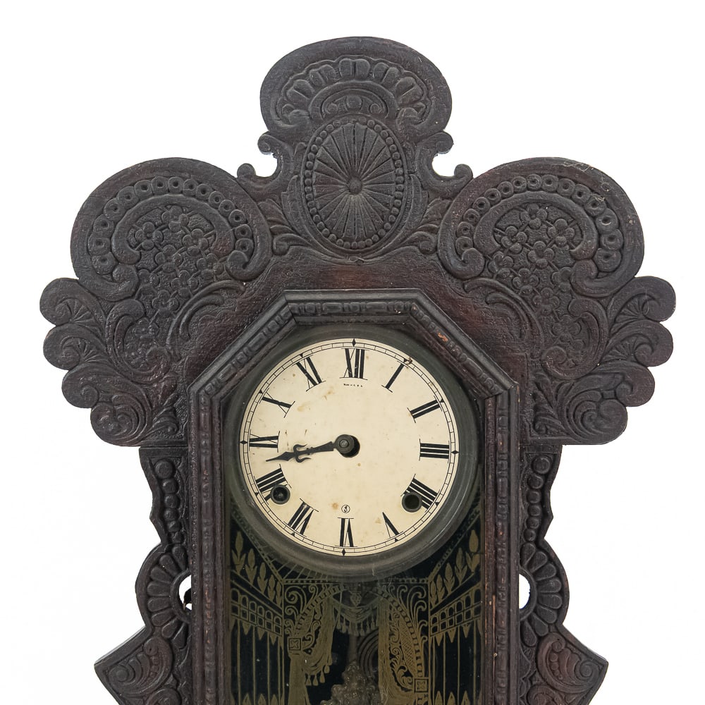 Antique Ansonia Gingerbread Clock Pair - 3