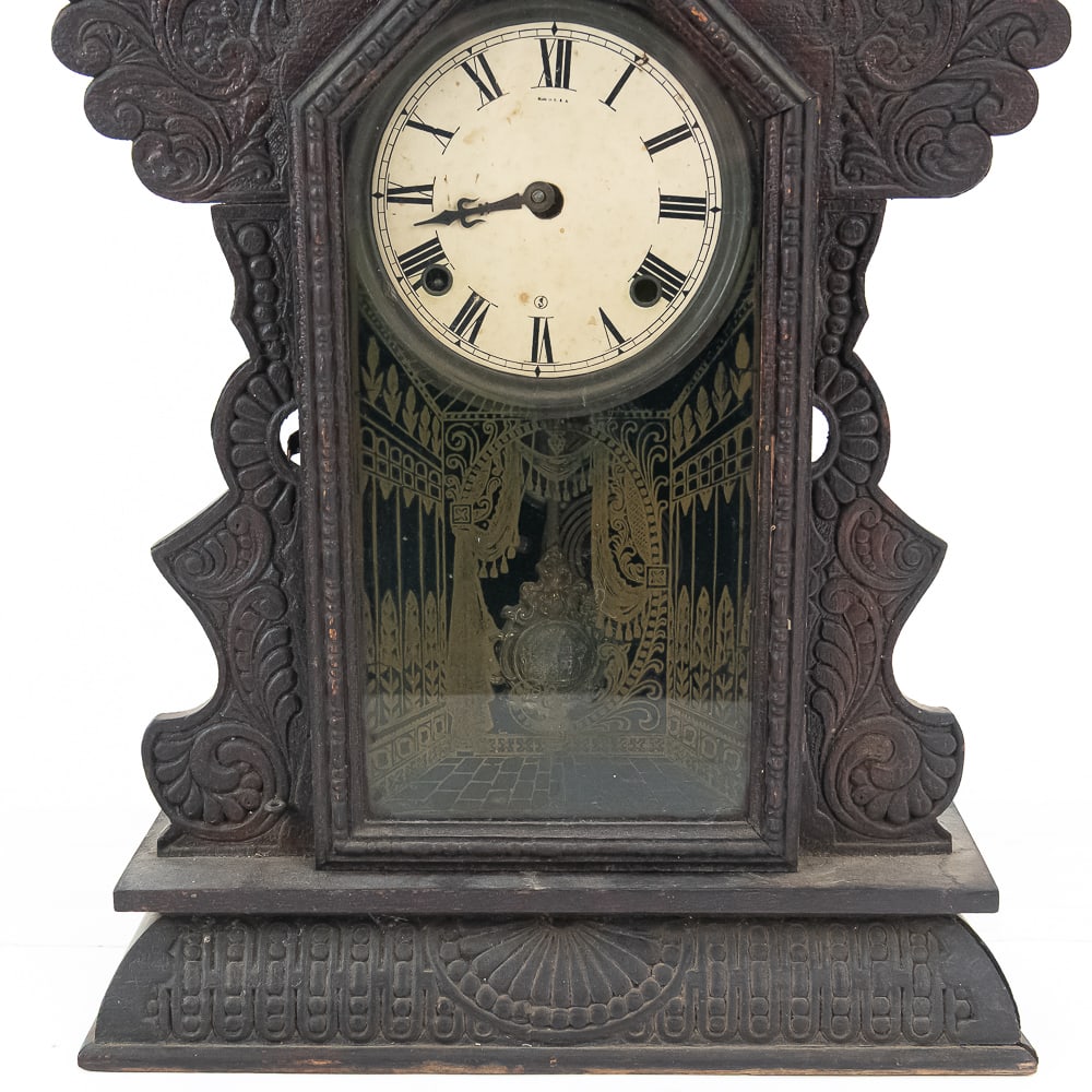 Antique Ansonia Gingerbread Clock Pair - 4