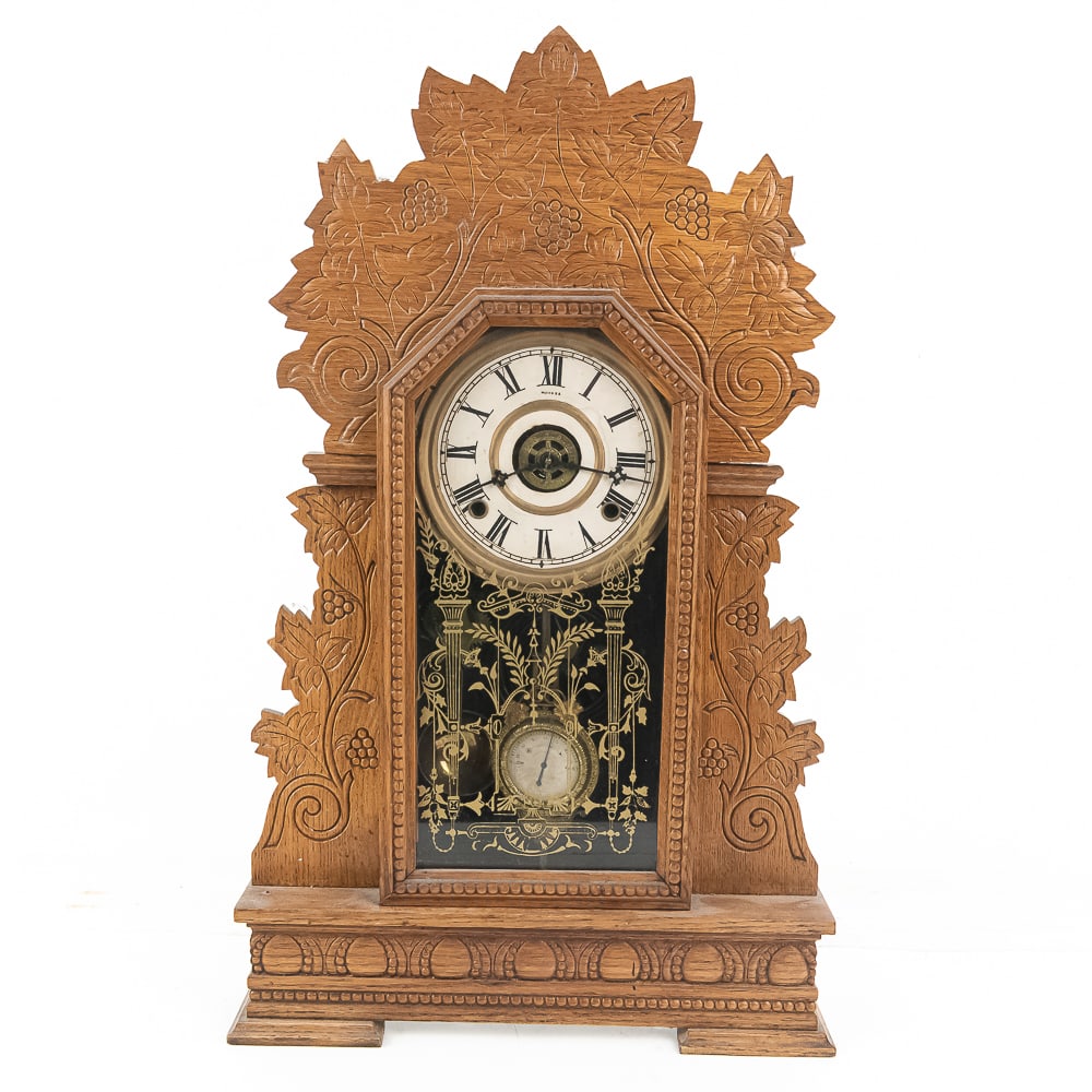 Antique Ansonia Gingerbread Clock Pair - 9