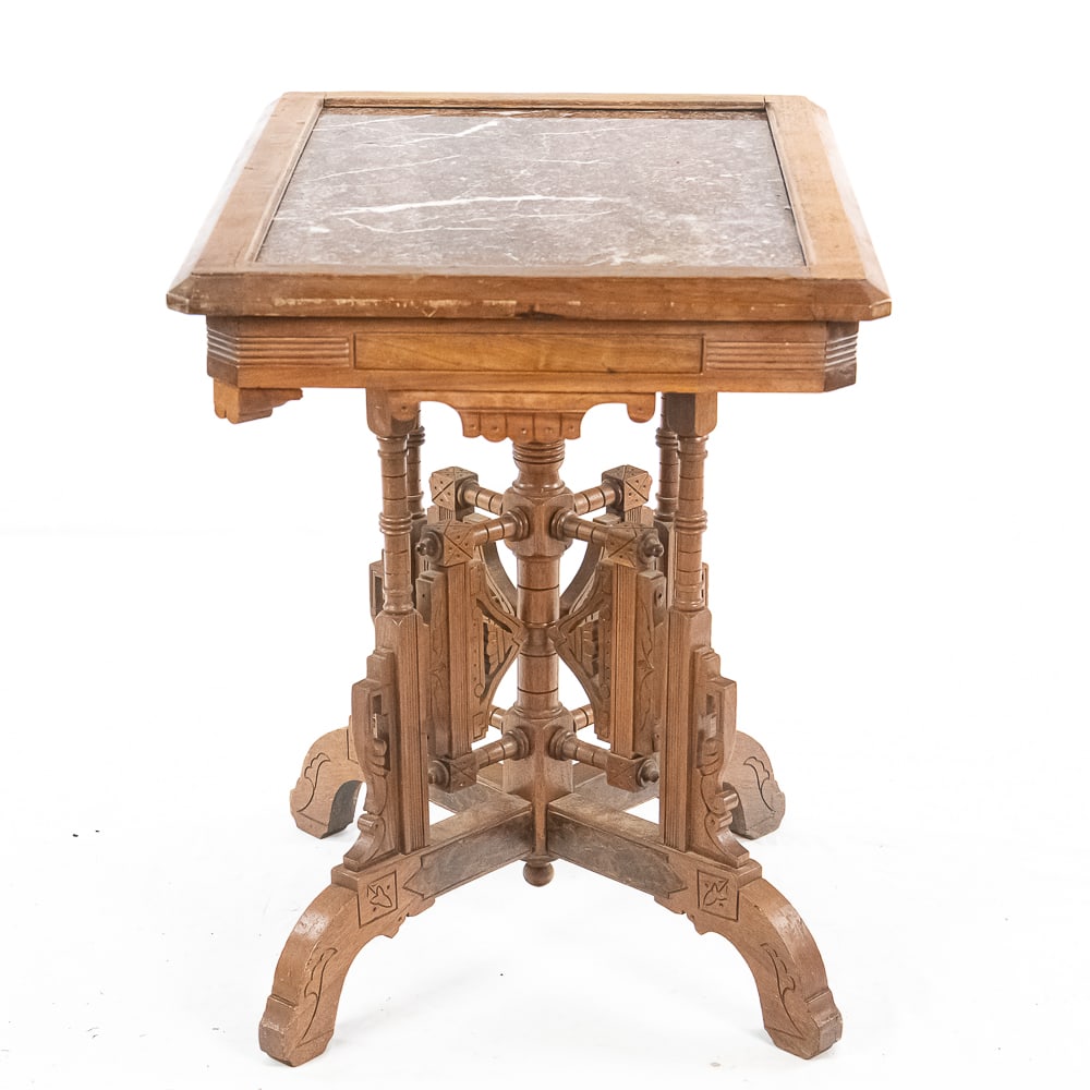 Victorian Side Table With Marble Top - 10