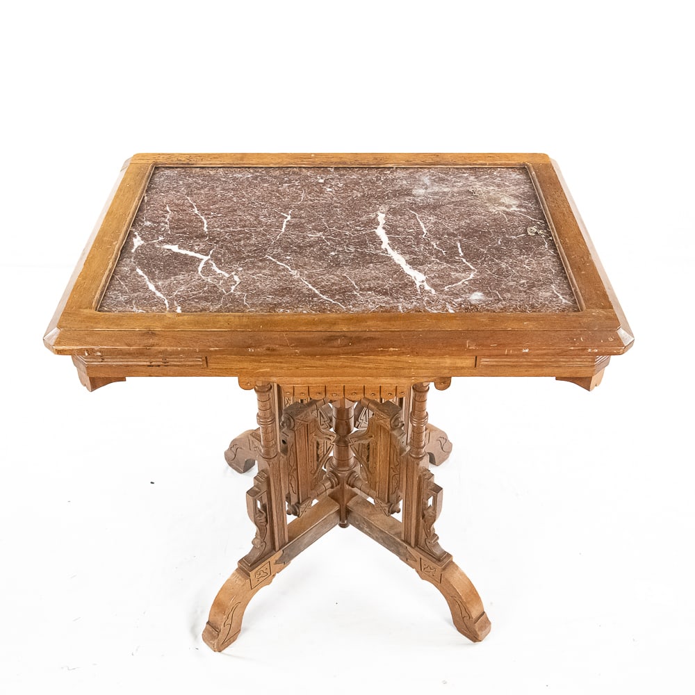 Victorian Side Table With Marble Top - 3