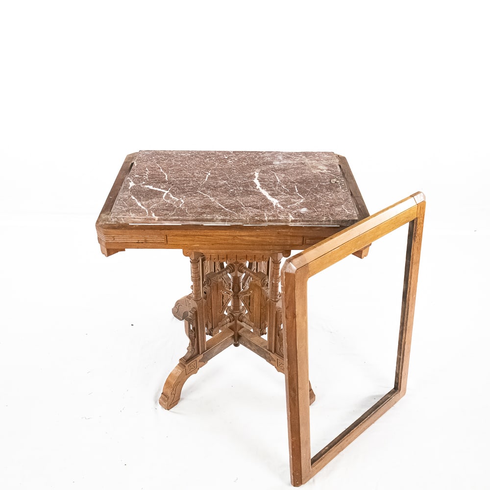 Victorian Side Table With Marble Top - 4