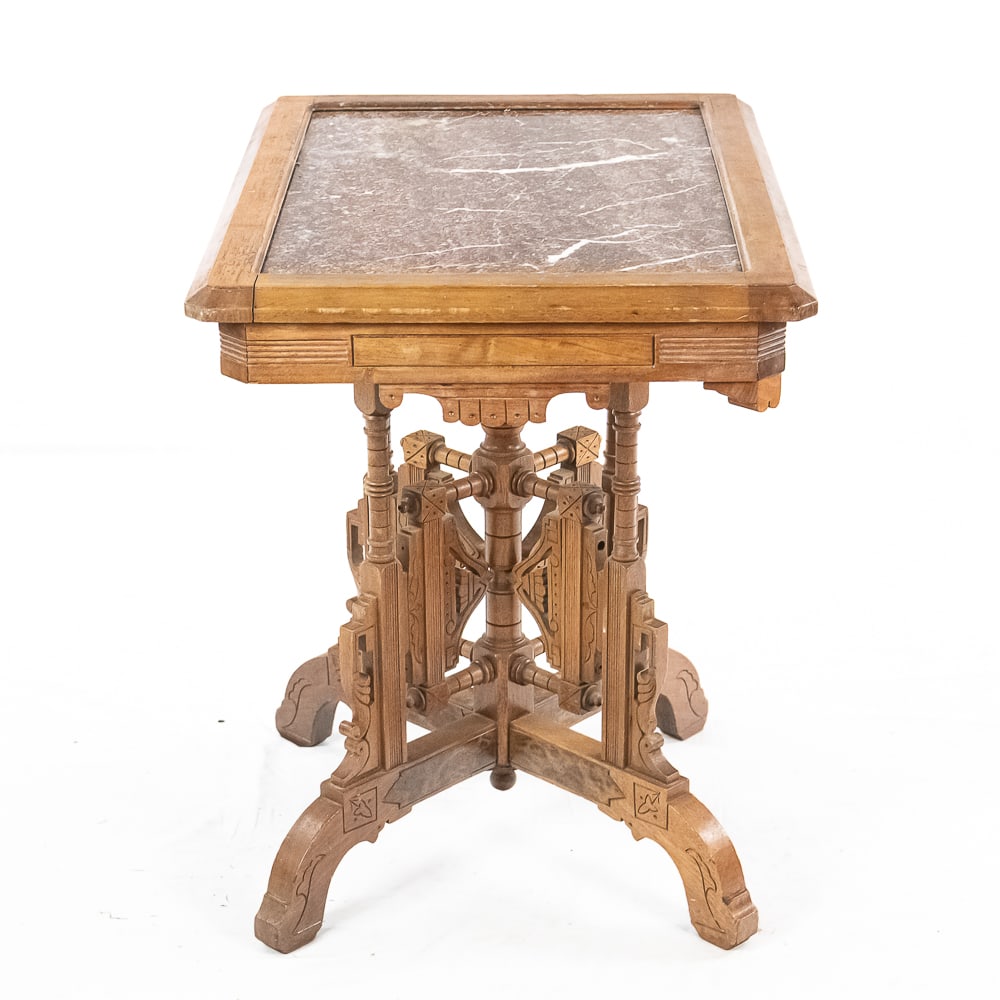 Victorian Side Table With Marble Top - 5