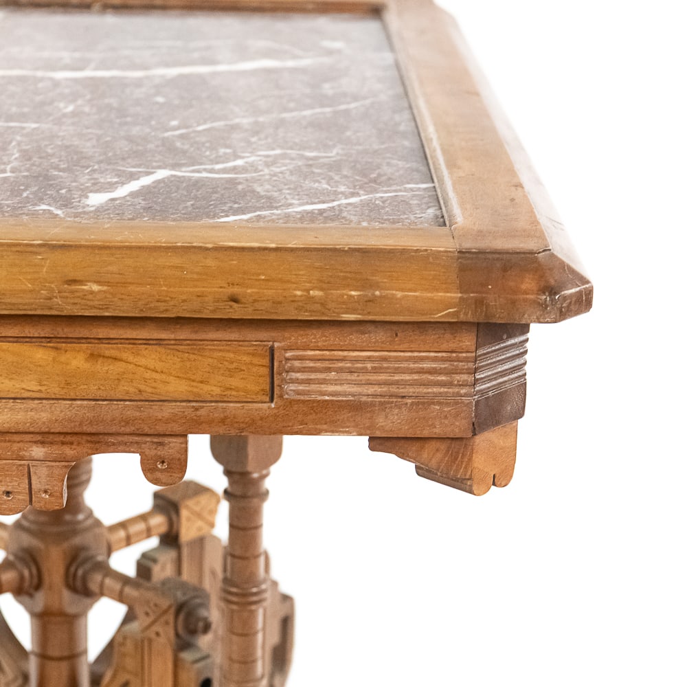 Victorian Side Table With Marble Top - 6