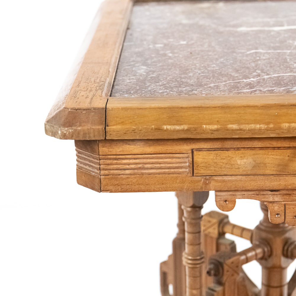 Victorian Side Table With Marble Top - 7