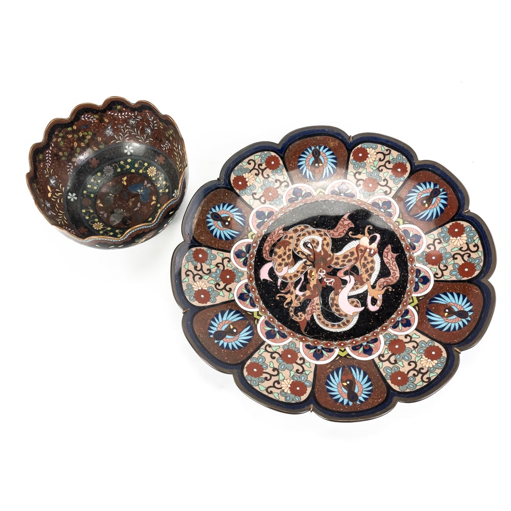 Asian-Style Cloisonne Charger and Bowl (1 of 17)