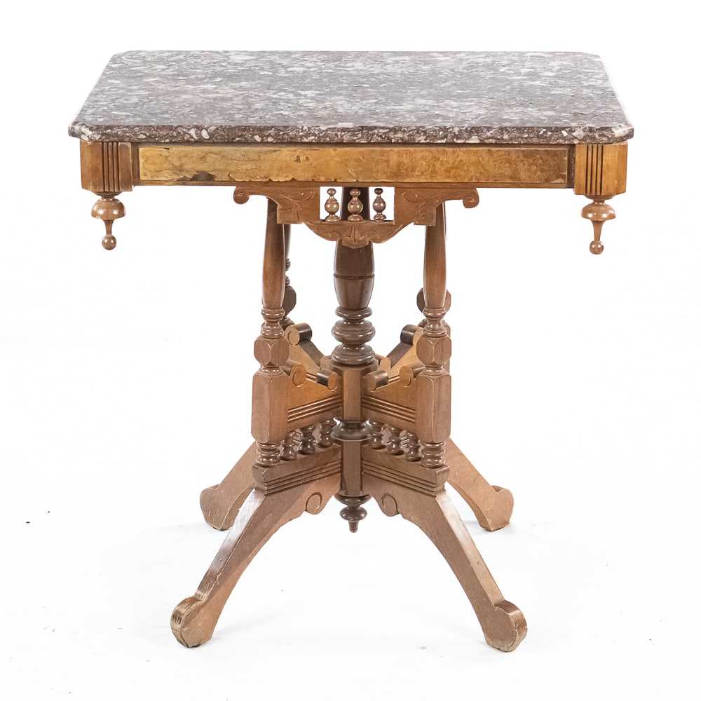 Victorian Marble Top Parlor Table - 2