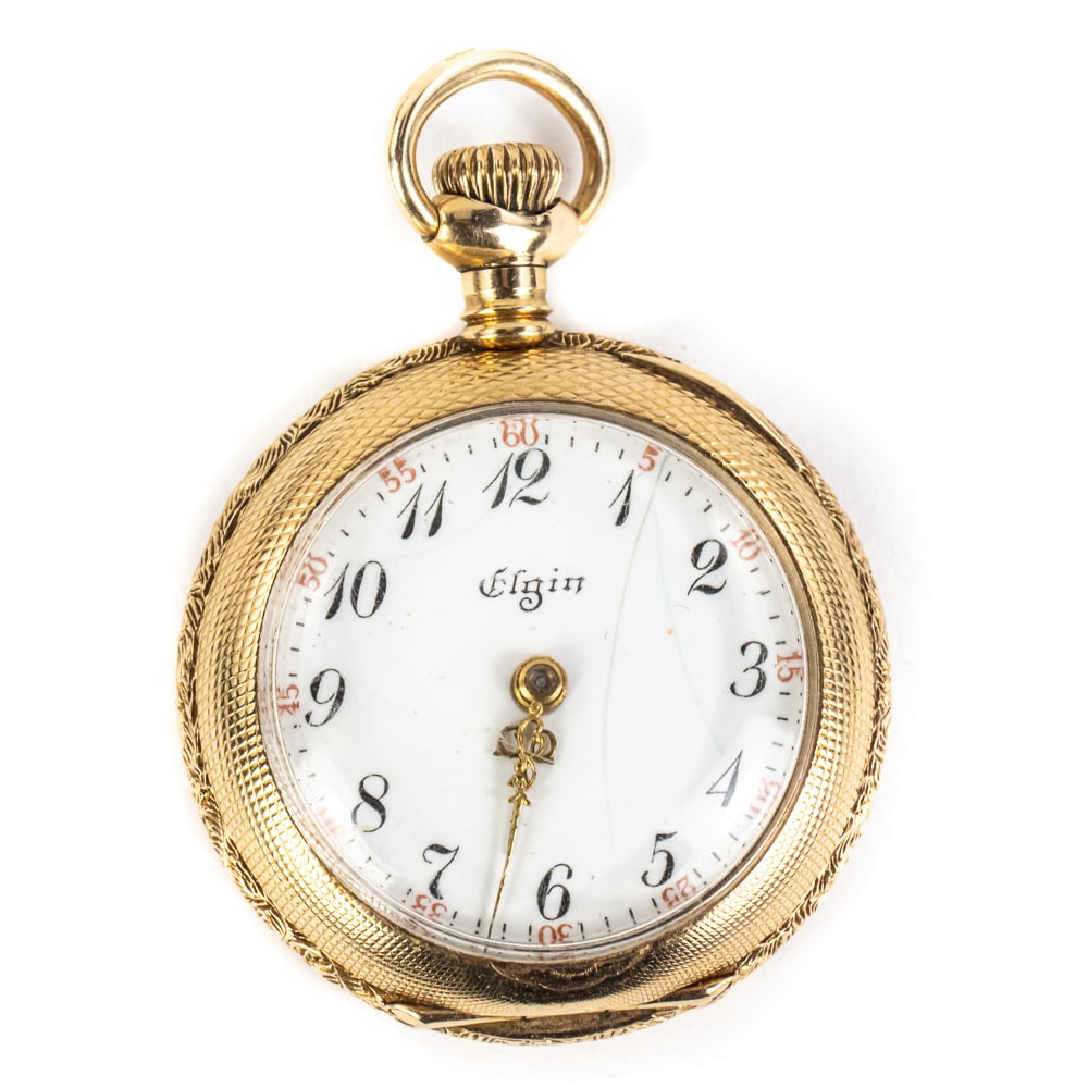 Ladies 14k Elgin Fancy Dial Pocket Watch (1 of 10)