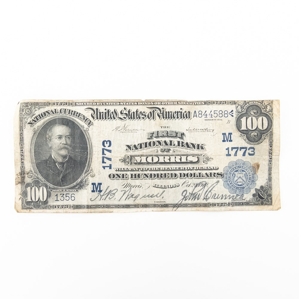 1902 1st Nat'l Bank of Morris Nat'l Currency $100 (1 of 8)
