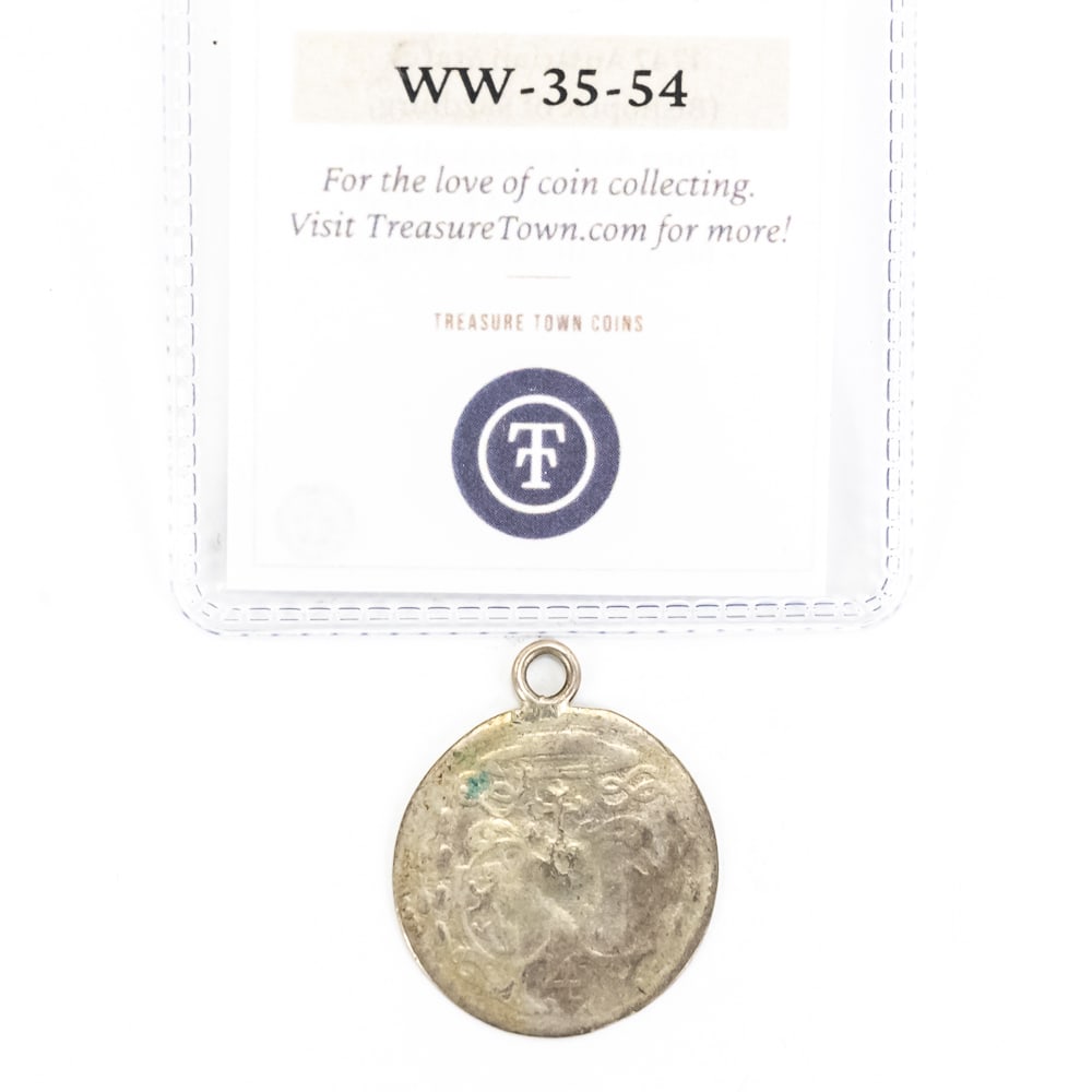 1747 Austrian States 4 Kreuzer Medallion Pendant: 1747 Austrian States 4 Kreuzer mounted with bail; RAW Billon Medallion !! Fantastic addition to your collection, great gift idea. Please use photos to judge condition and bid accordingly.