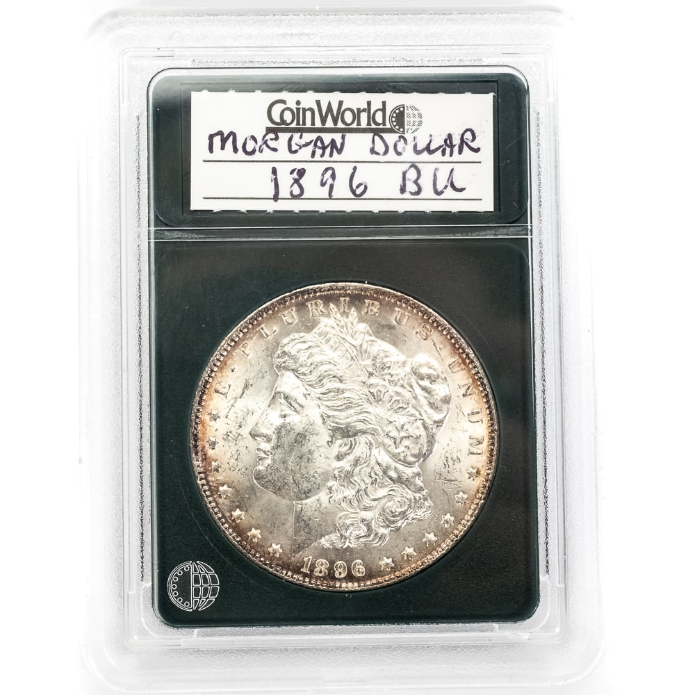 UNC. 1896 Morgan Silver Dollar w Peripheral Toning: 1896 Morgan Silver Dollar, Uncirculated lustrous collector coin with elegant peripheral toning; a real eye opener. Perfect addition to your collection, great gift idea. Solid Investment. Please use ph
