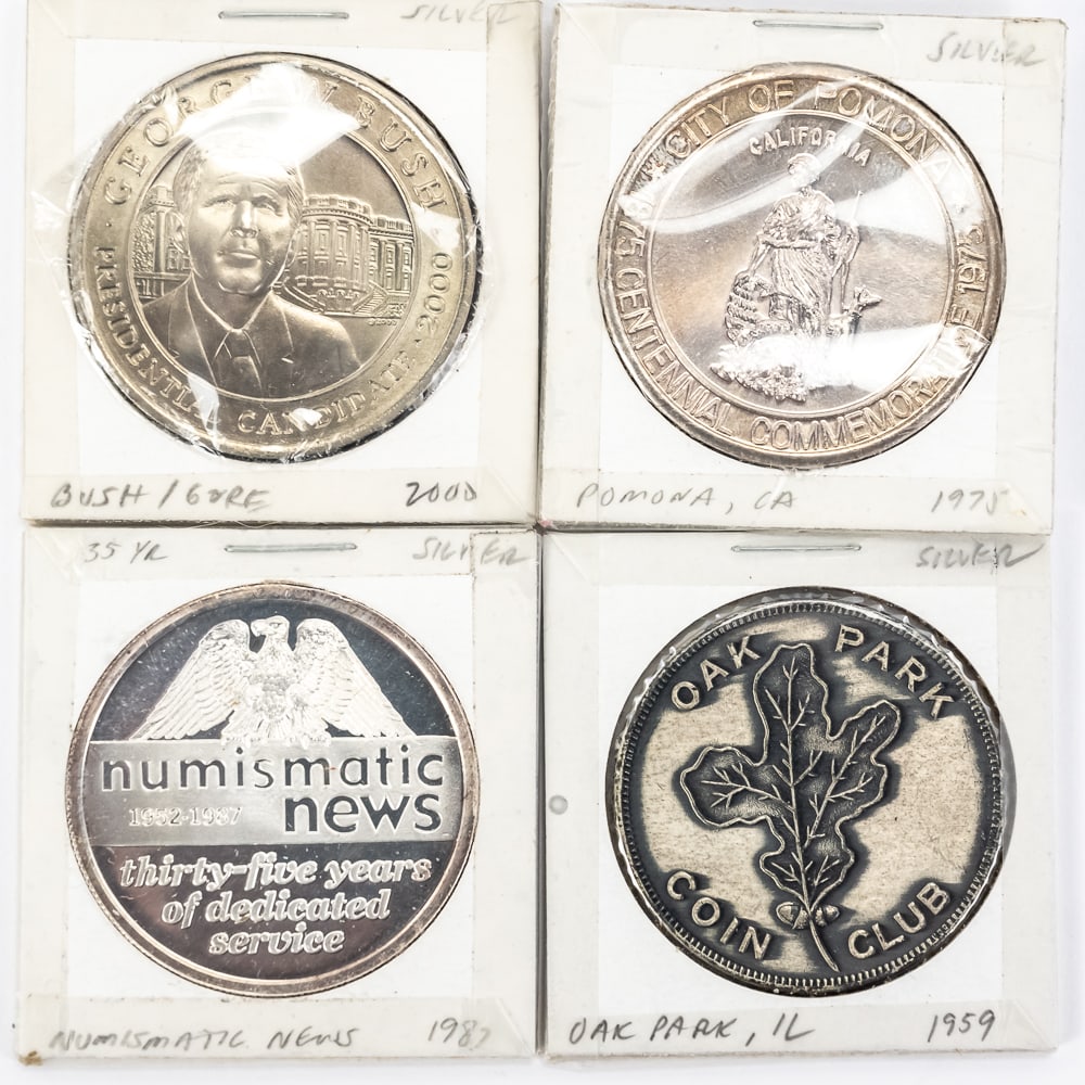 59 Oak Park Coin Club '75 Palmona Silver Tokens ++ (1 of 9)