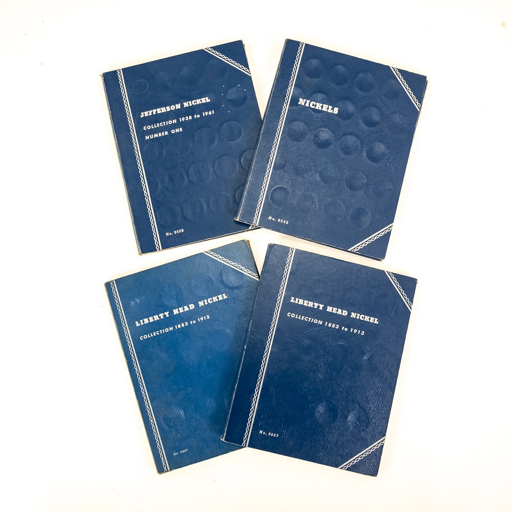 Liberty Head "V" & Jefferson Nickel Collection 5C: Nickel collection showcases (2) Whitman Liberty V Nickel Whitman vintage collector albums showcasing (39) examples with some tough dates, vintage "Jefferson Nickel 1938 - 1961" semi complete with most