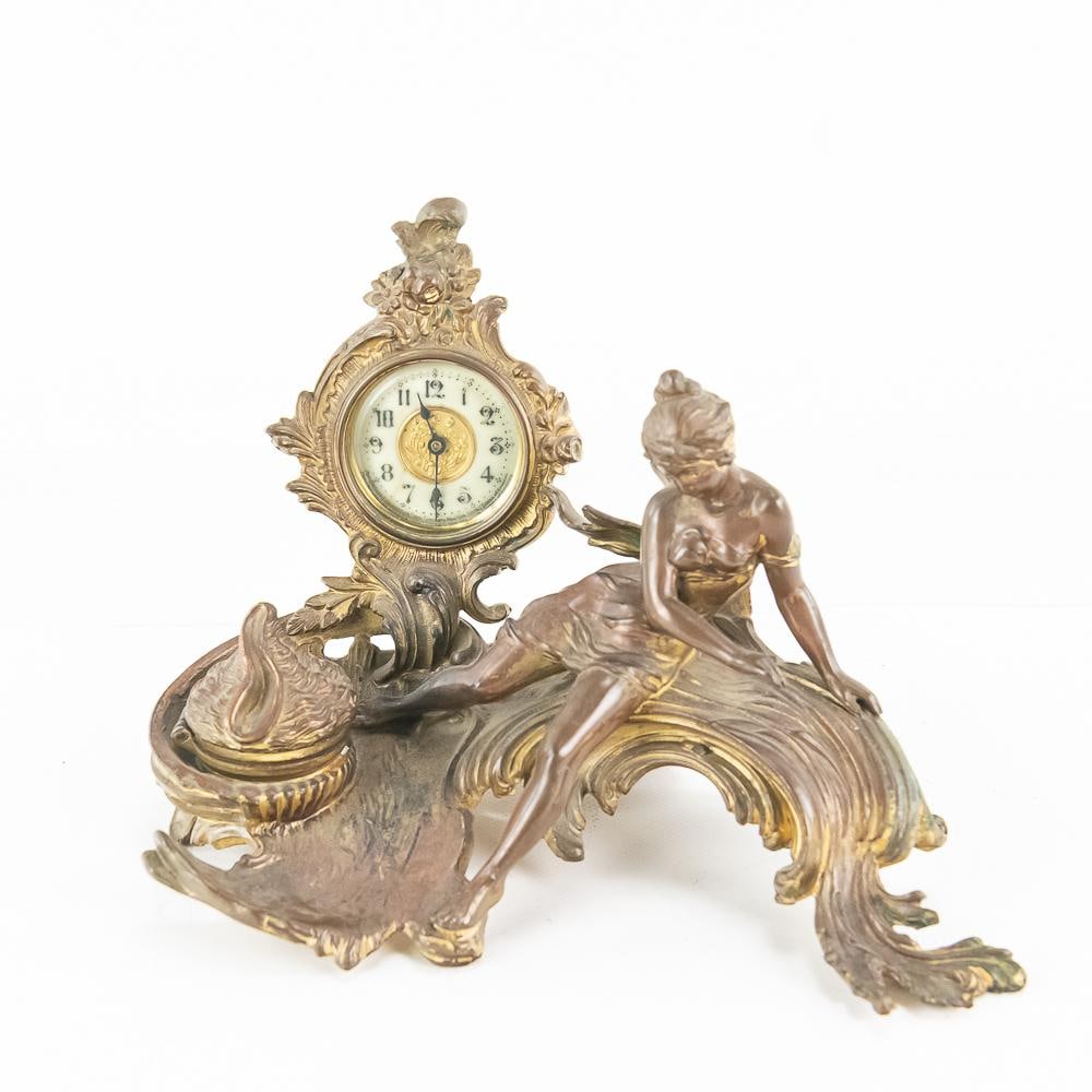 Ansonia Bronze Figural Desk Clock (1 of 11)