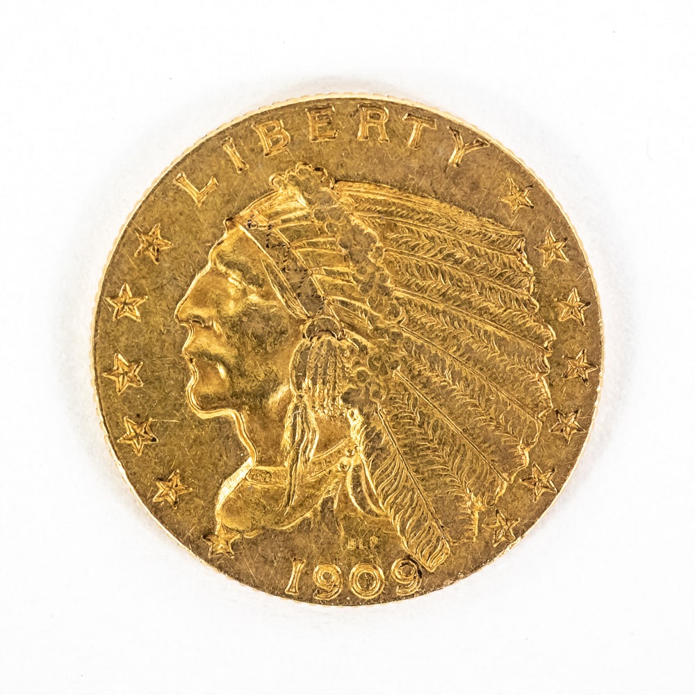 1909 Indian Head $2.50 Quarter Eagle Gold Coin (1 of 2)