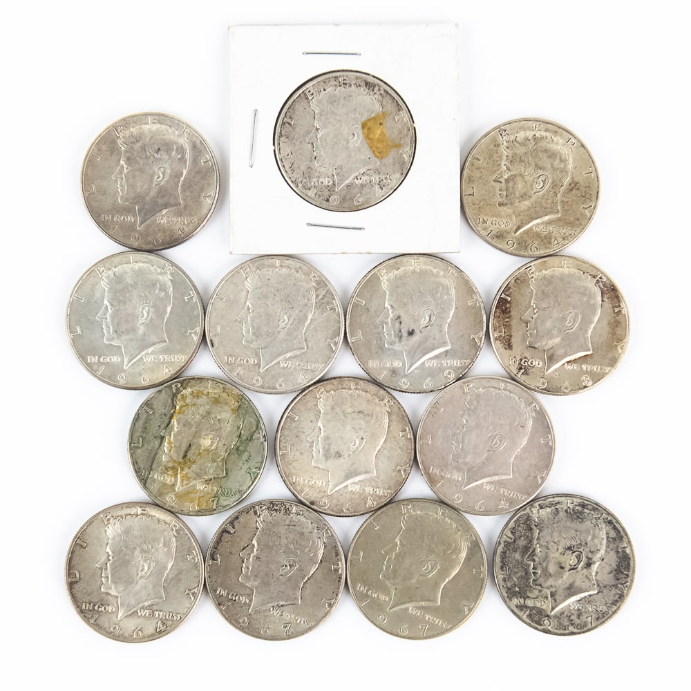(8)1964 & (6)'65-'70 90% & 40% Silver Half Dollars (1 of 2)