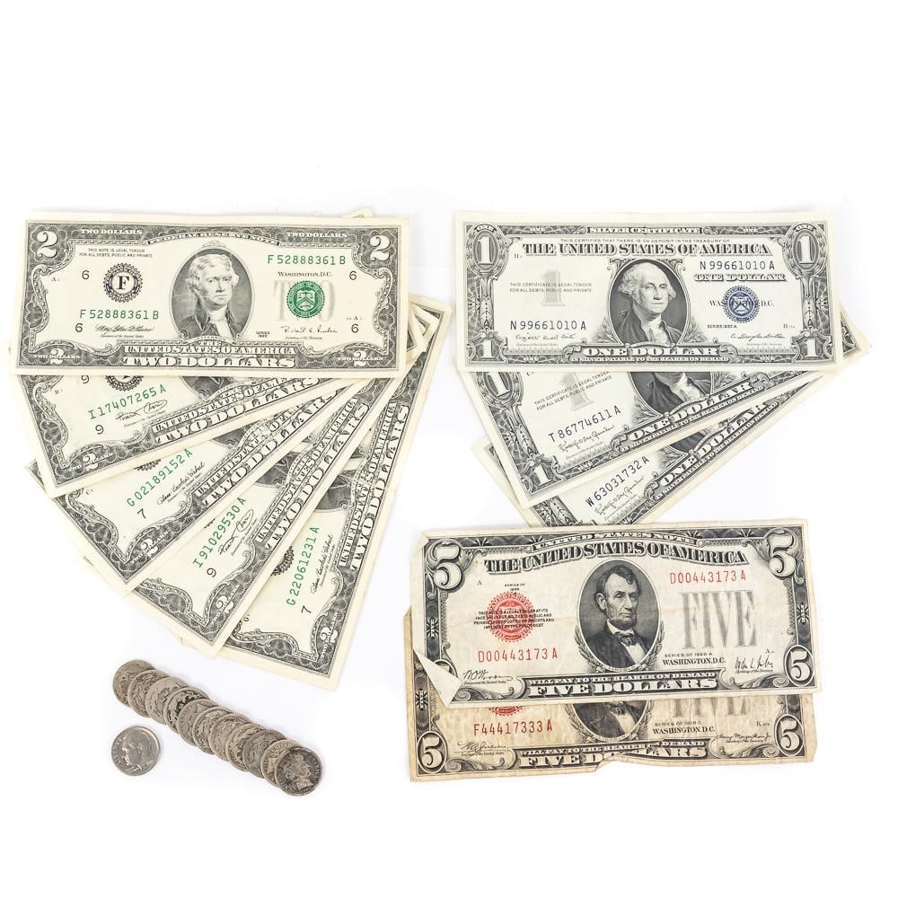 (12)Barber Dimes US Notes Silver Certs & More (1 of 8)