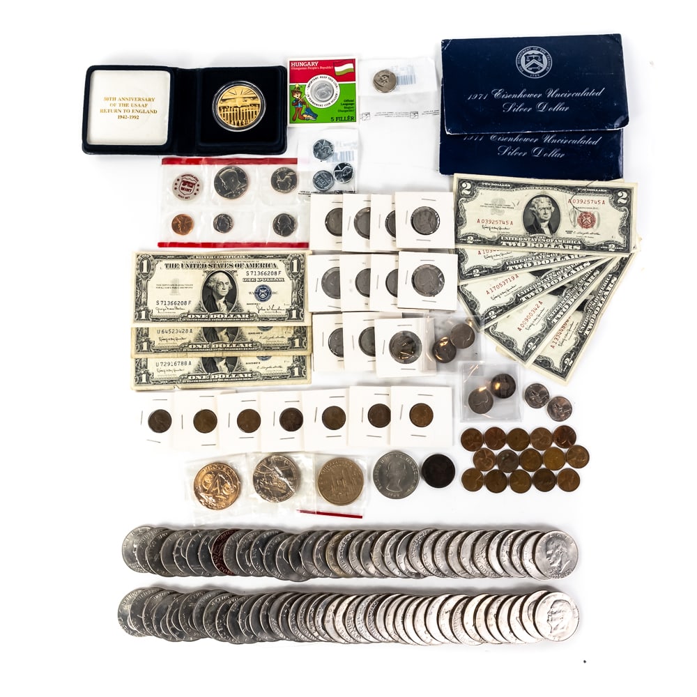 Eclectic Coin & Currency Collection Ikes Wheats ++ (1 of 12)