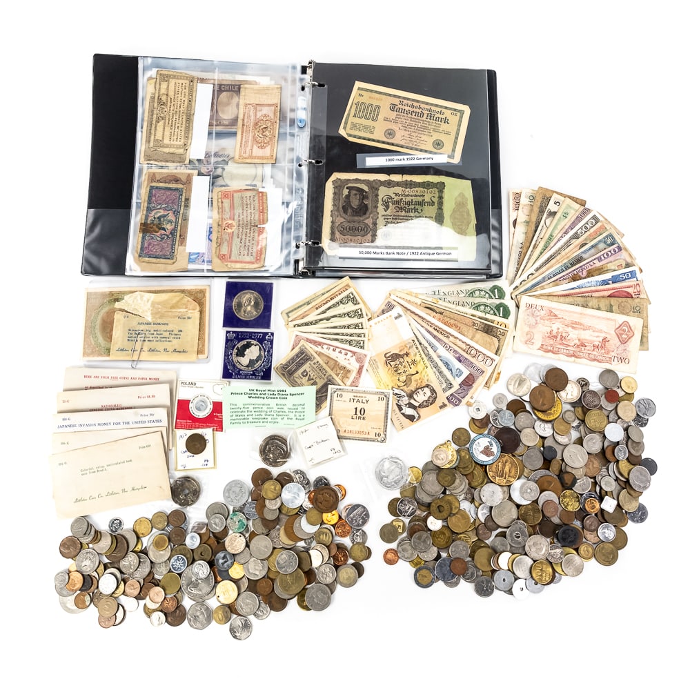 Foreign Paper Currency & Vintage Coinage Tokens+ (1 of 12)