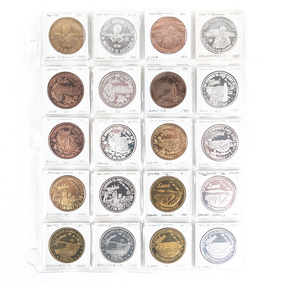 (20) Hawaiian Islands Fine Silver & Bronze Tokens (1 of 10)