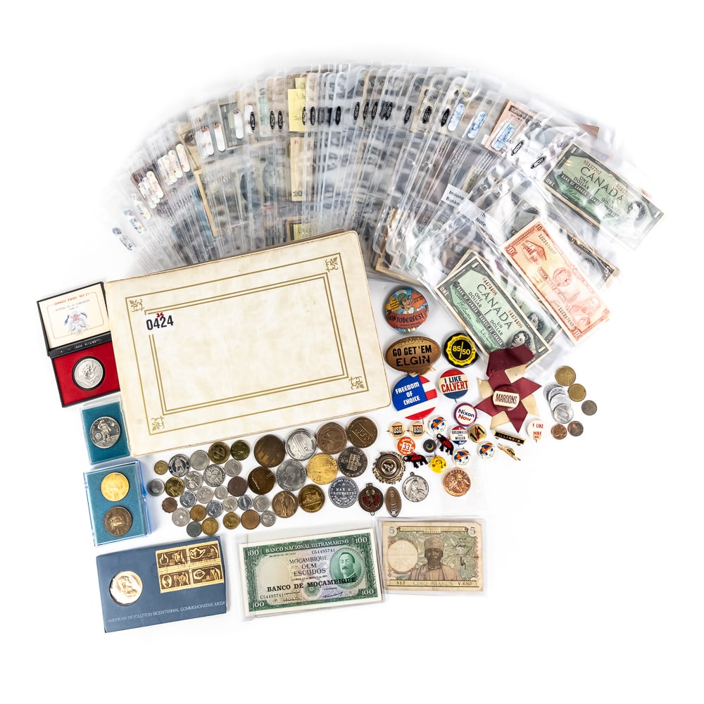 Foreign Currency Paper Money & Foreign Coins Token (1 of 20)