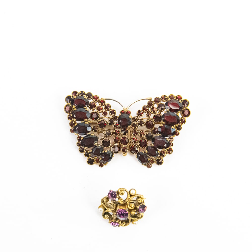 Victorian Rhinestone & Bohemian Garnett Broaches (1 of 7)