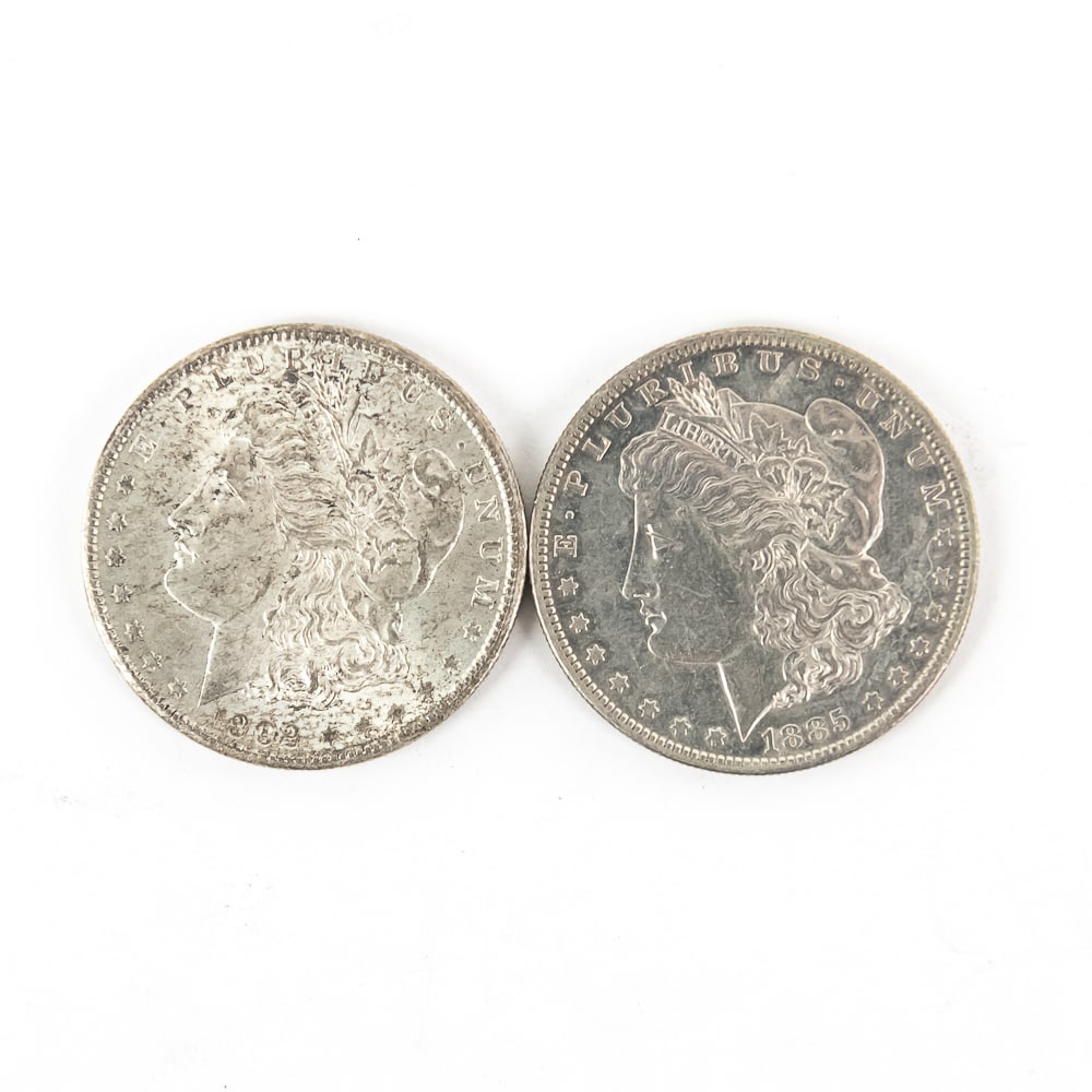 1885-S & & 1902-O Morgan Silver Dollars $1: 1885-S & Lustrous Uncirculated 1902-O Morgan Silver Dollars. Couple of Attractive Beauties !! Must Have for ANY Real Coin Collector!!! Please use photos to judge condition and bid accordingly.