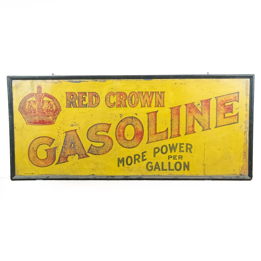 Red Crown Gasoline Painted Tin Sign (1 of 6)