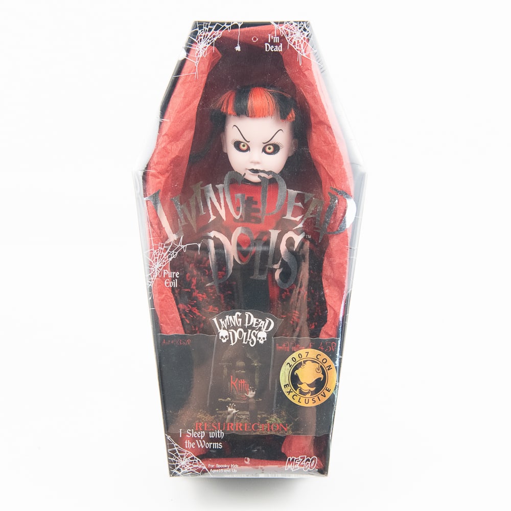 NIB Kitty Resurrection Living Dead Doll 07 Con Exc: Hard to find 2007 Con Exclusive Kitty Resurrection Living Dead Doll. In excellent overall condition still showcased inside original unopened packaging. Perfect addition to your collection. Please use