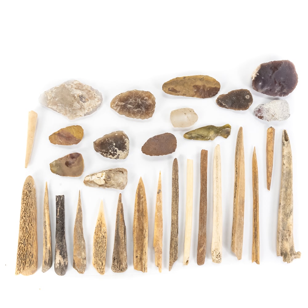 Ancient Lithic & Bone Tool Assemblage (30) - 6