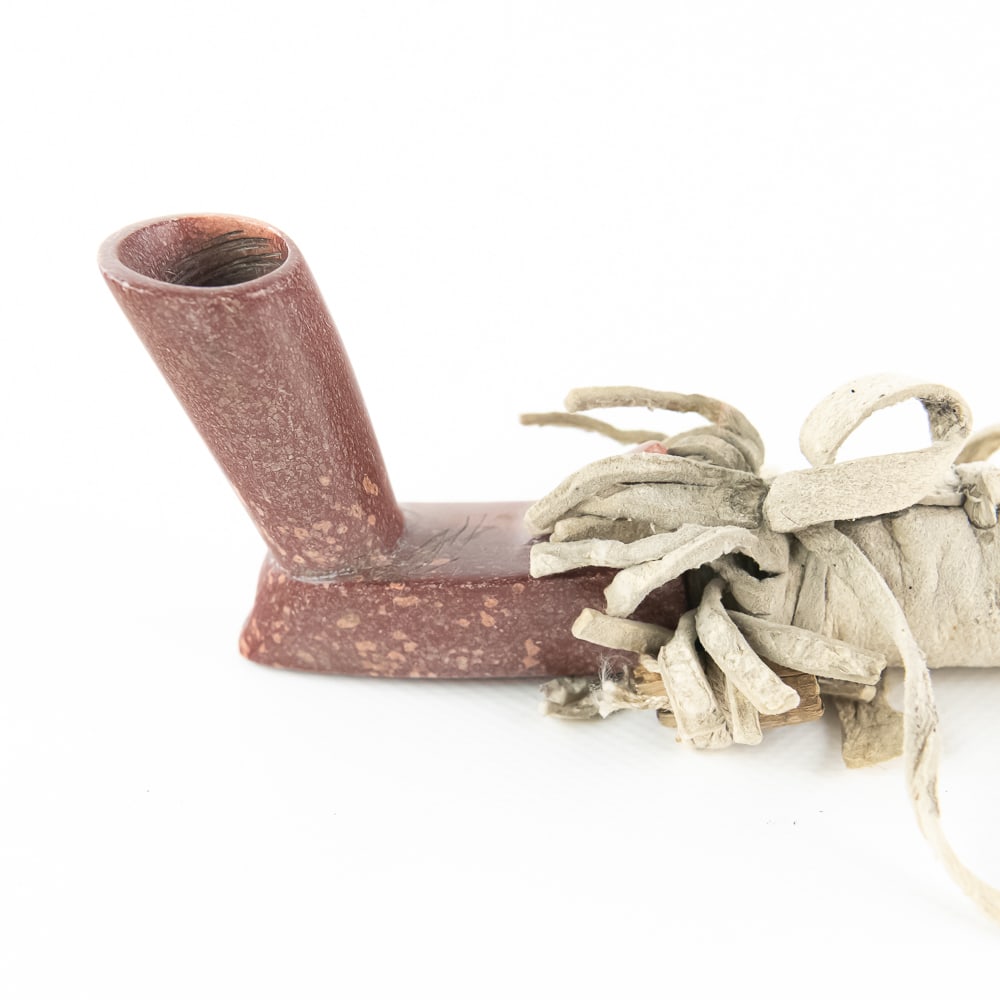 Native American Catlinite Pipe & Stem - 2