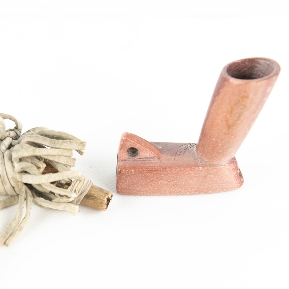 Native American Catlinite Pipe & Stem - 6