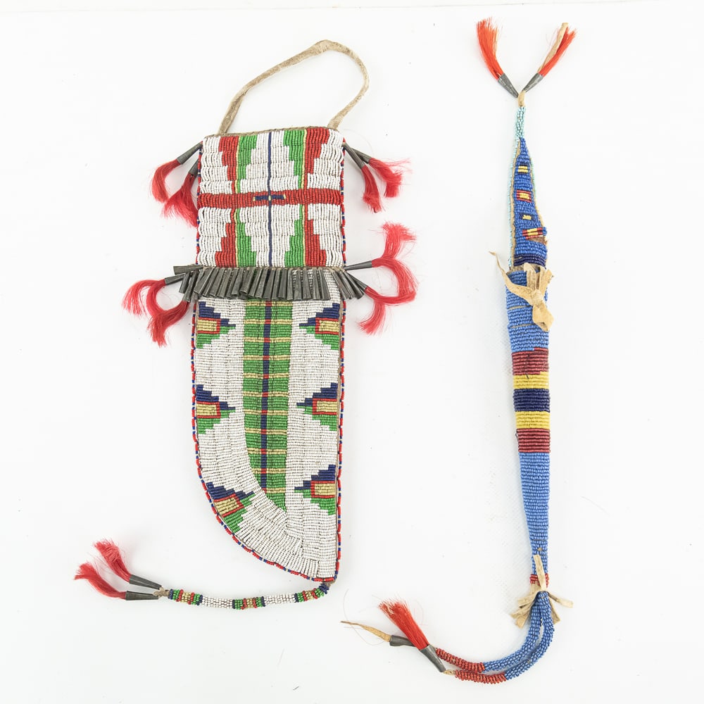 Native American Beaded Sheath & Case - 2