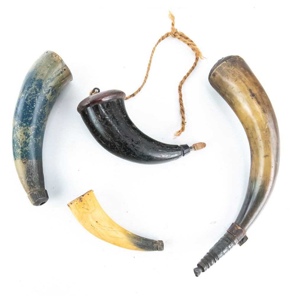 Antique Black Powder Horn Collection (4) (1 of 4)