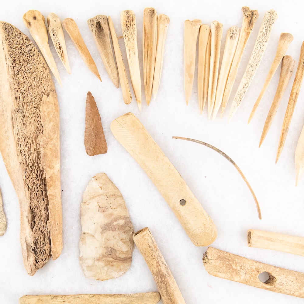 32pc Native American Bone & Stone Tools - 3