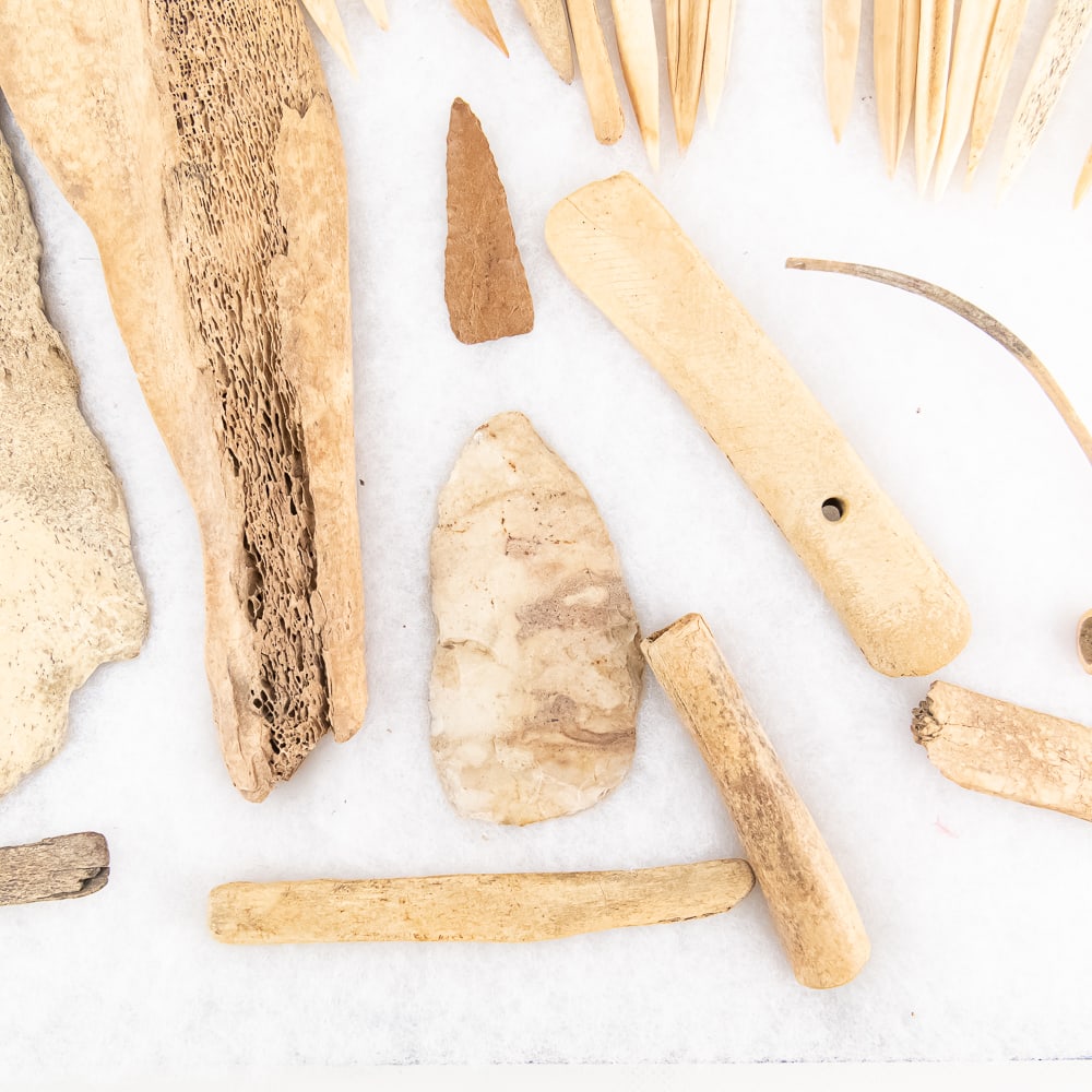 32pc Native American Bone & Stone Tools - 6