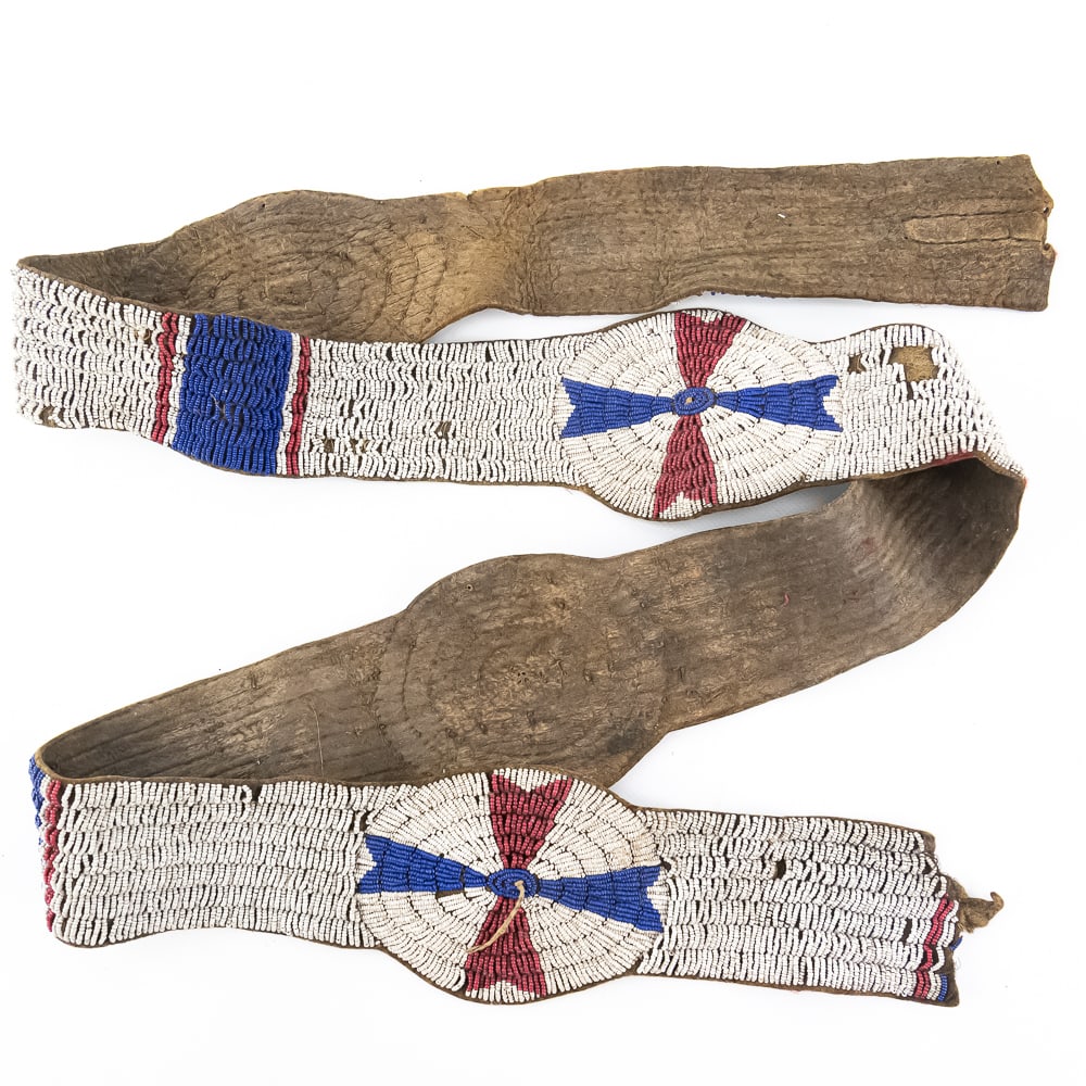 Native American Beaded Leather Sash - 6