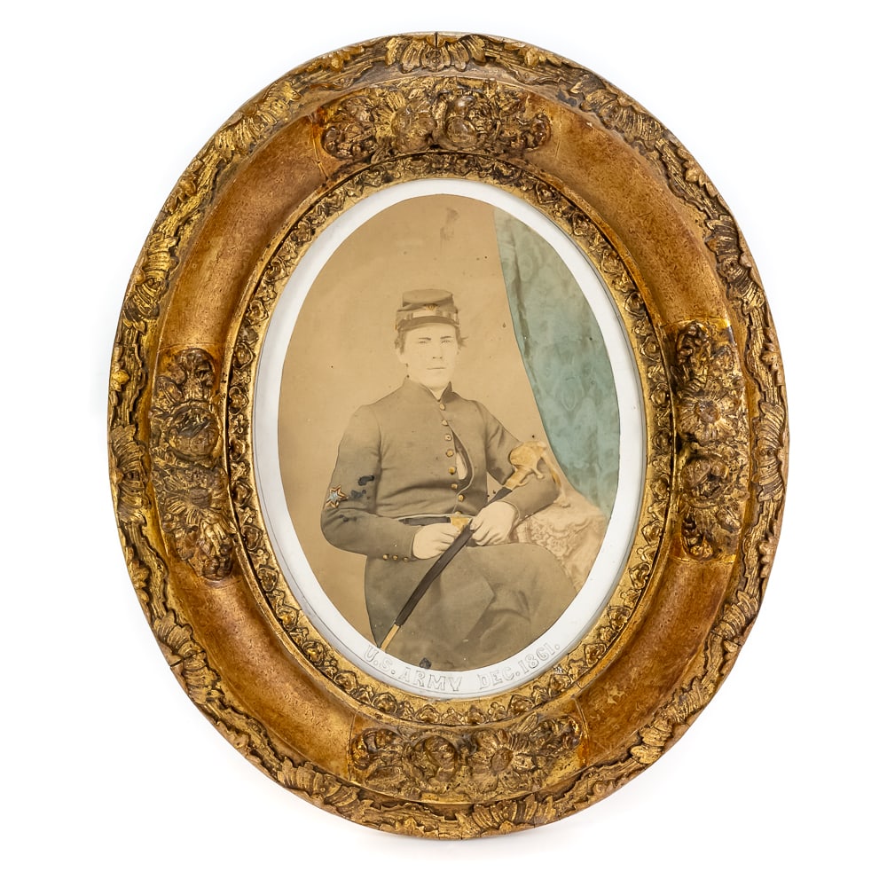 Framed Civil War 1861 Tinted Soldier Portrait (1 of 5)