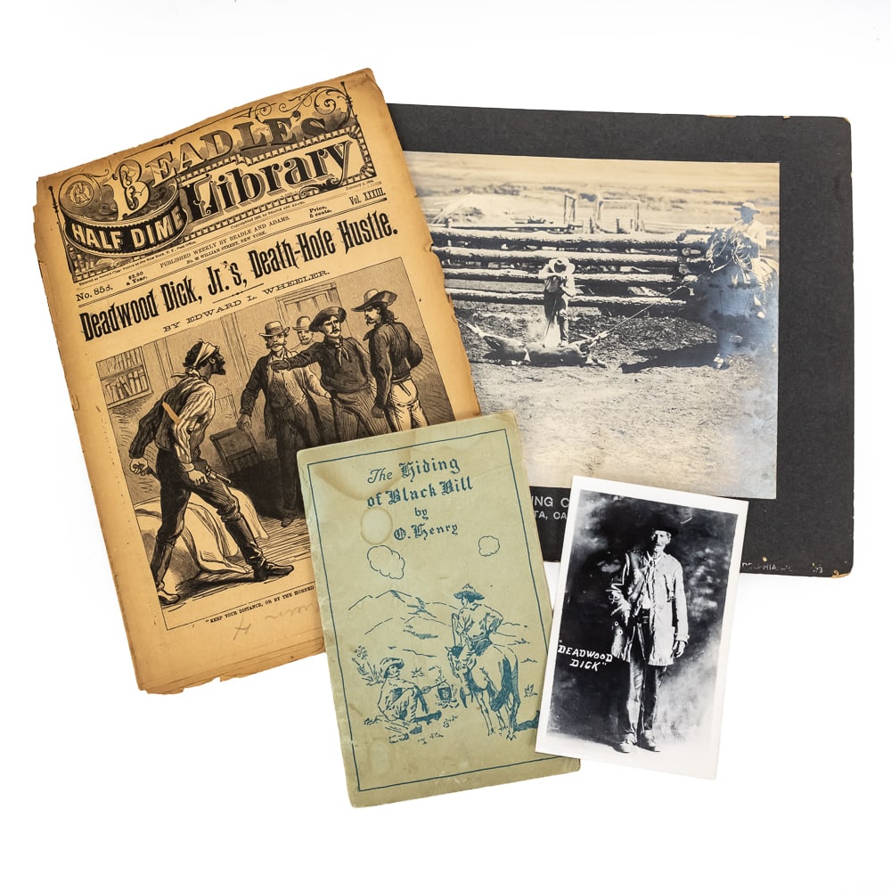 Deadwood Dick & Western Ephemera Lot: This curated collection offers a fascinating cross-section of frontier lore and the "dime novel" culture that captivated the early 20th-century public. Featured is a rare Jan. 2, 1894, issue of