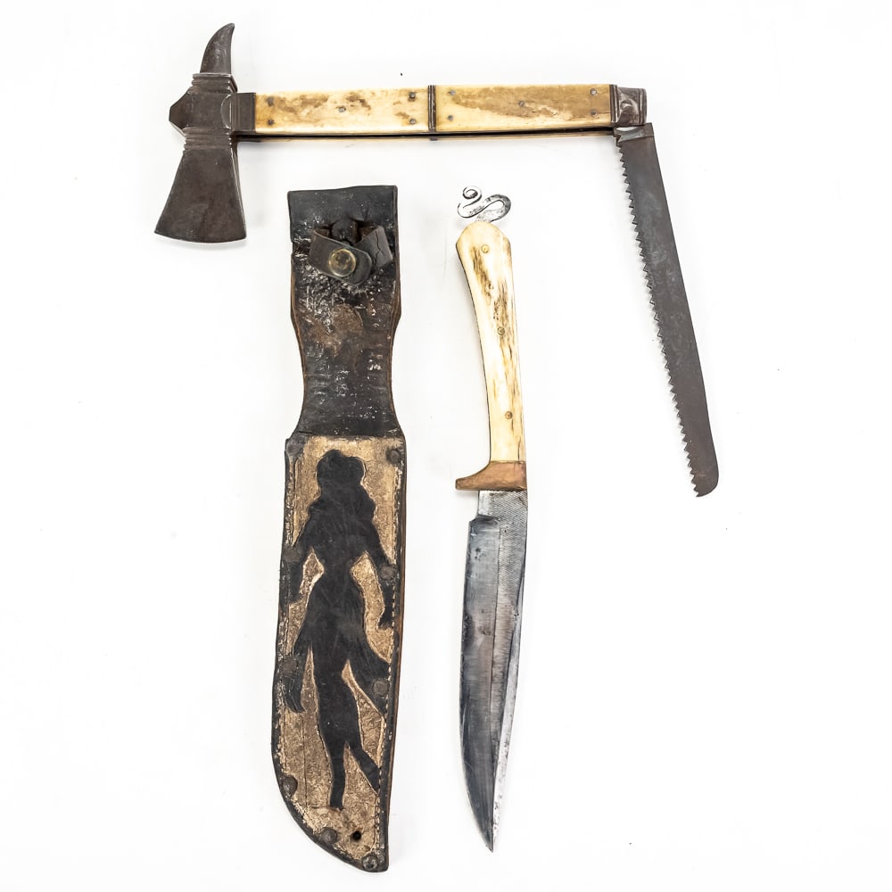 Vintage Hunting Knife & Folding Saw-Axe Combo (1 of 17)