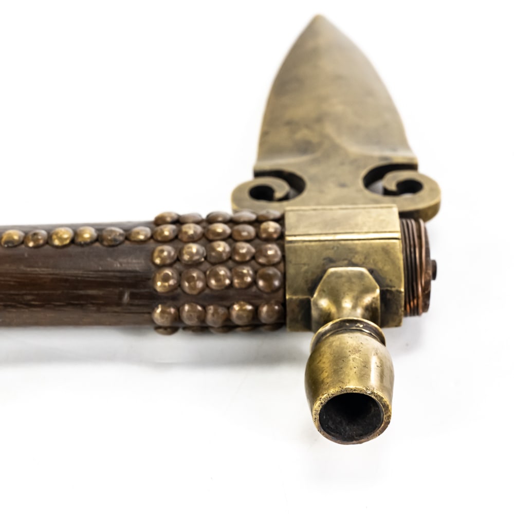 Contemporary Ornate Brass Pipe Tomahawk - 10