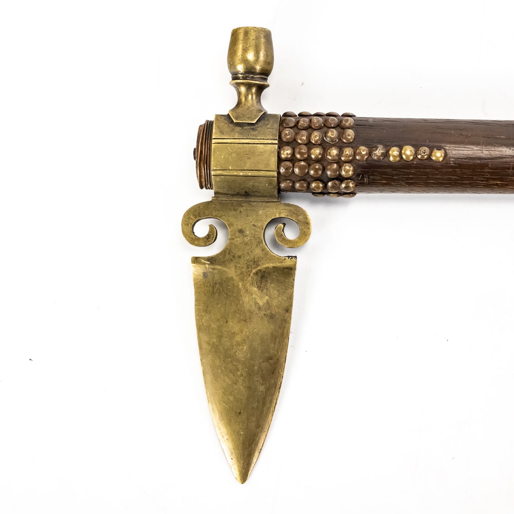 Contemporary Ornate Brass Pipe Tomahawk - 2